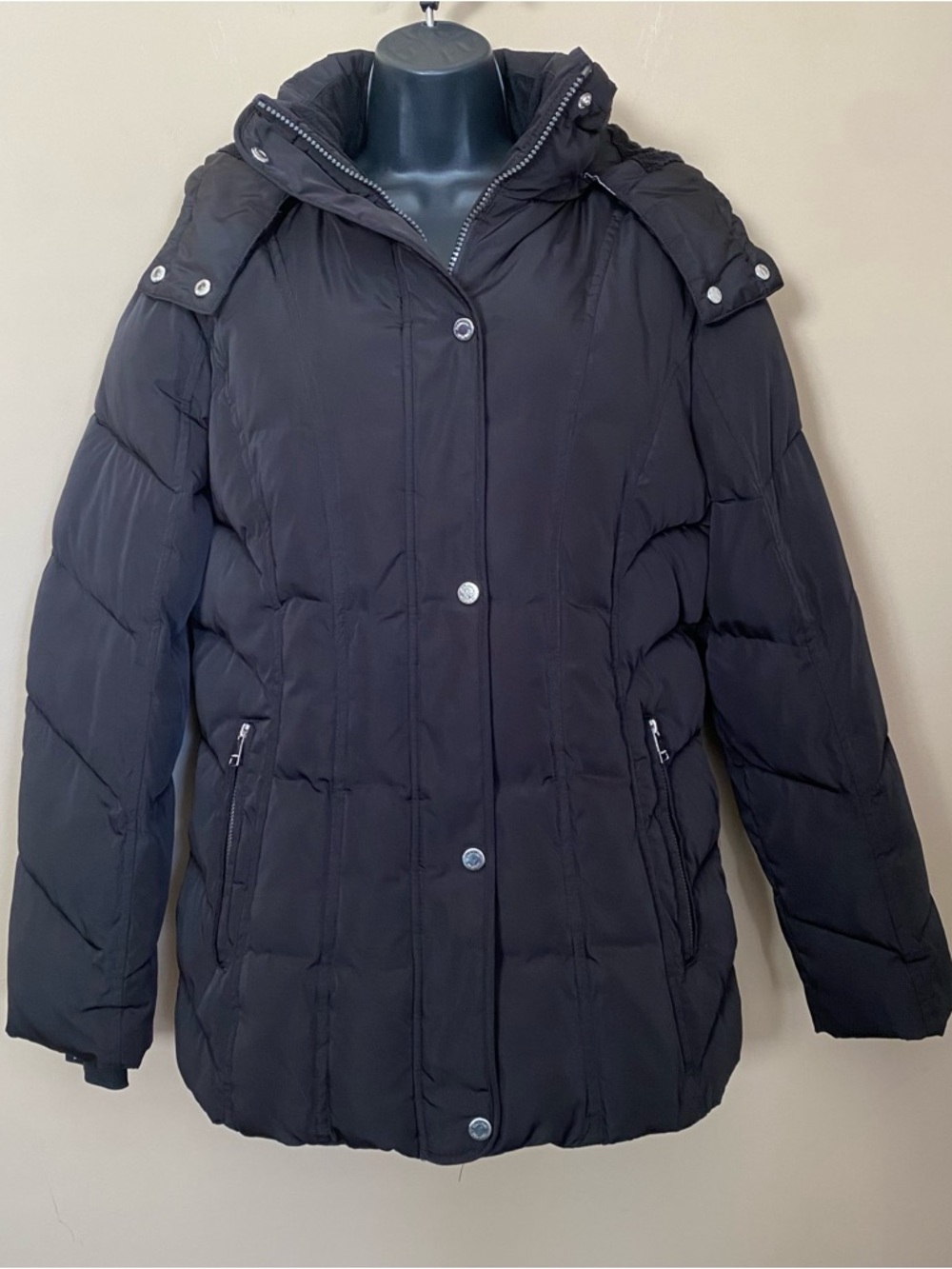 Calvin Klein Black Quilted Puffer Jacket with Hood
